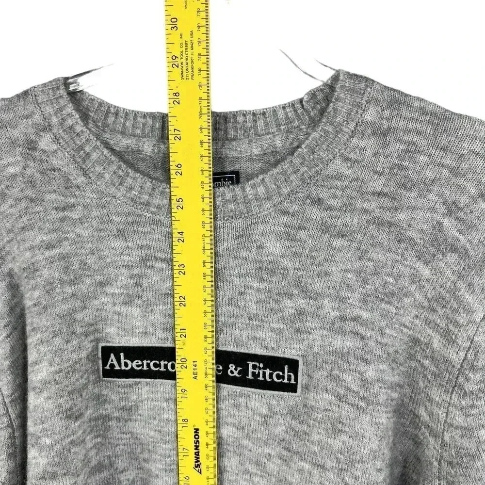 Abercrombie & Fitch NEW Mens XL Gray Wool Alpaca Blend Logo Crewneck Sweater